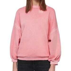 AllSaints Storn Pink Splatter Sweatshirt Pullover Sz Medium Cozy Lounge Casual